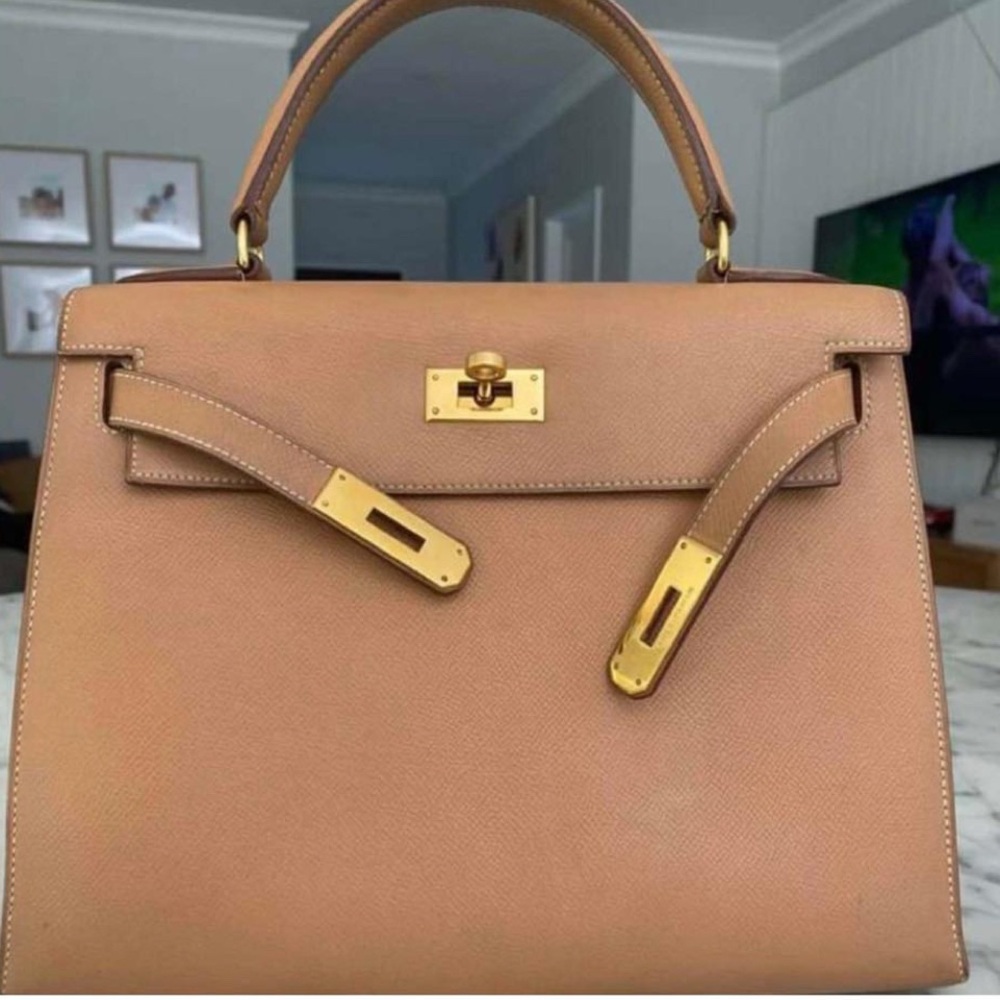 Hermes Tan Leather Bag with Gold Hardware
